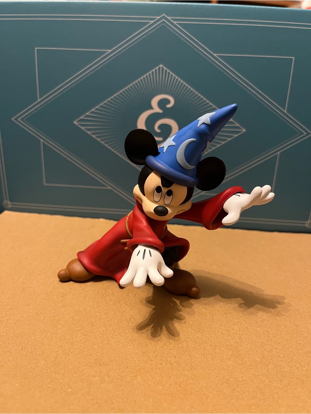 Disney Sorcerer Mickey Figurine with Blue Star Hat and Red Robe